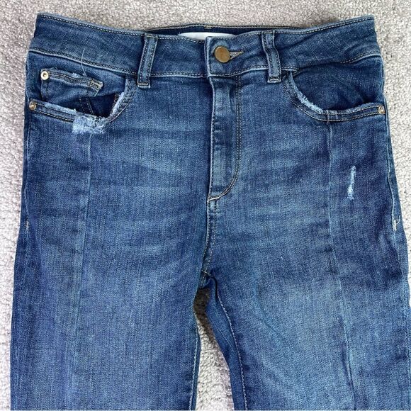 DL1961 Mara Jeans Women's 24 Blue Straight Ankle Mid-Rise Dark Denim Instasculpt - Picture 2 of 14